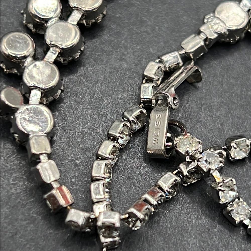 Vintage Weiss double row rhinestone necklace - Picture 5 of 7